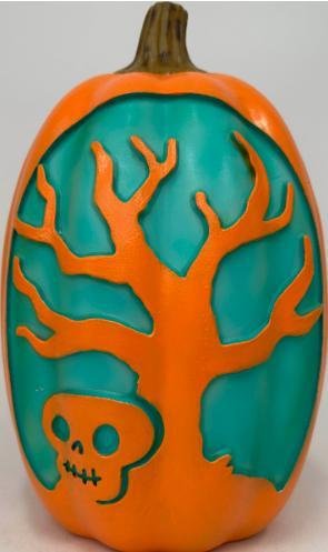 Lit Pumpkin Creepy Tree