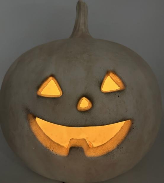 Classic Lit Pumpkin -Jack O' Lantern 1 Teeth terra cotta like